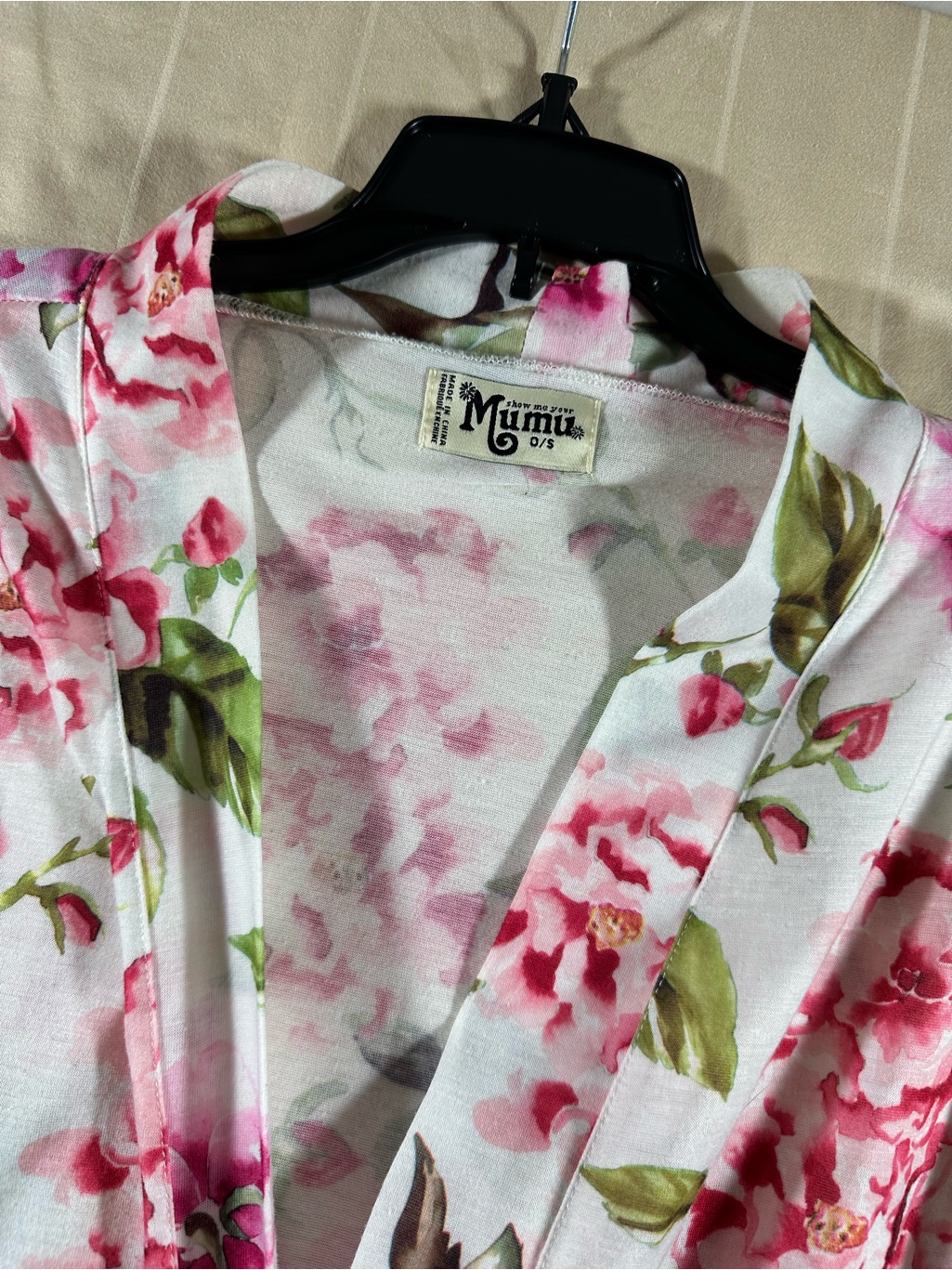 Show Me Your Mumu Brie Kimono Robe Garden Of Blooms Floral Pink White Os Euc